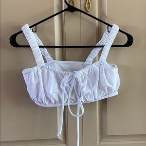 White ruffle swimsuit top
